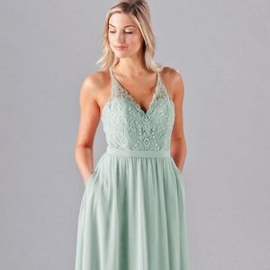 Kennedy Blue long evening dress, Iris style, color Sea Glass Green, size 6